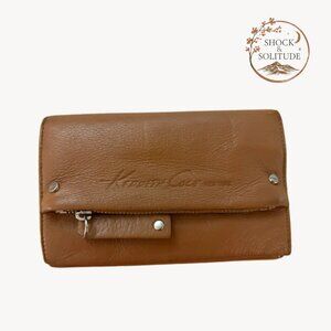 Kenneth Cole New York Pebbled Leather Tri-Fold Wallet — Tan Genuine Leather